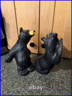 VTG Jeff Fleming Bearfoots Black Bear Trilogy Resin Book Ends Big Sky Carvers
