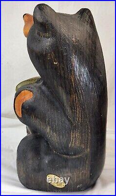 Vintage 15 Big Sky Carvers By Jeff Fleming Solid Wood Carved Bear with Salmon BSC