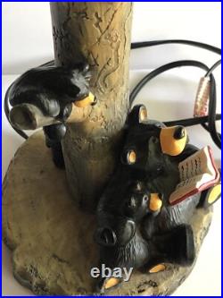 Vintage 1990s Jeff Fleming Big Sky Carvers Bearfoots Bear + Cubs Resin Lamp ONLY