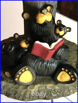 Vintage 1990s Jeff Fleming Big Sky Carvers Bearfoots Bear + Cubs Resin Lamp ONLY
