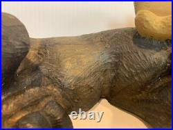 Vintage 1996 Big Sky Carvers Maxwell Moose Pine Wood Carved Statue A4