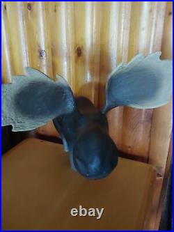 Vintage 1996 Big Sky Carvers Wood Pine Carved Morton Moose Antlers Sculpture