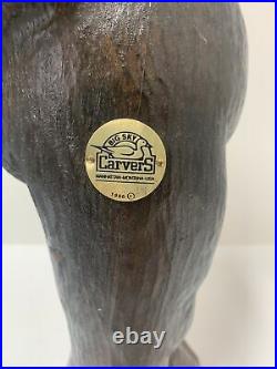 Vintage 1996 Big Sky Carvers Wood Pine Moose Sculpture Wooden Dark Brown