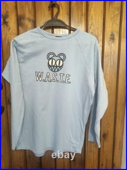 Vintage 1999 WASTE W. A. S. T. E Radiohead Sky Blue Bear Head Long Sleeve T-Shirt XL