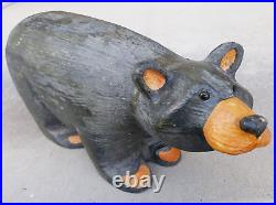 Vintage BSC Big Sky Handcrafted Montana Workshop Carved Wood Bear 9.75 x 19