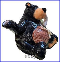 Vintage Barefoots Black Bear Yogi Bruin 7 Ceramic Porcelain Honey Teapot Rare