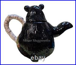 Vintage Barefoots Black Bear Yogi Bruin 7 Ceramic Porcelain Honey Teapot Rare
