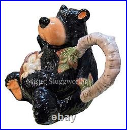 Vintage Barefoots Black Bear Yogi Bruin 7 Ceramic Porcelain Honey Teapot Rare