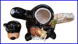 Vintage Barefoots Black Bear Yogi Bruin 7 Ceramic Porcelain Honey Teapot Rare