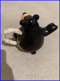 Vintage Barefoots Black Bear Yogi Bruin Ceramic Porcelain Honey Teapot