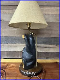 Vintage Big Sky Bears Jeff Fleming Bear Table Lamp With Shade -rare 25