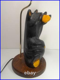 Vintage Big Sky Bears Jeff Fleming Black Bear Waving Table Lamp 24 RARE