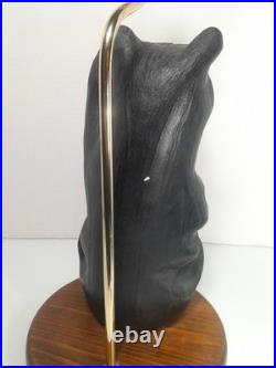 Vintage Big Sky Bears Jeff Fleming Black Bear Waving Table Lamp 24 RARE