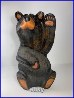 Vintage Big Sky Bears Jeff Fleming Carved Wood Waving Bear Mikey 13 in