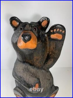 Vintage Big Sky Bears Jeff Fleming Carved Wood Waving Bear Mikey 13 in