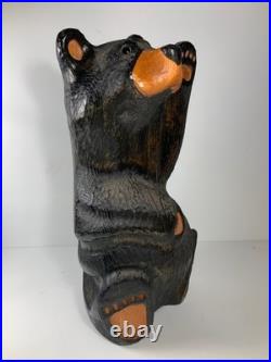 Vintage Big Sky Bears Jeff Fleming Carved Wood Waving Bear Mikey 13 in