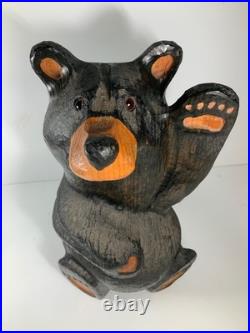Vintage Big Sky Bears Jeff Fleming Carved Wood Waving Bear Mikey 13 in