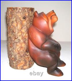 Vintage Big Sky Carvers Bear Leaning Against a Log with T Lite. 8. NEW