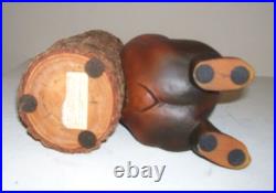 Vintage Big Sky Carvers Bear Leaning Against a Log with T Lite. 8. NEW
