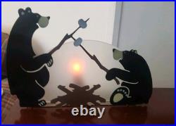 Vintage Big Sky Carvers By Jeff Fleming Bears Roasting Marshmallows Flicker Lamp