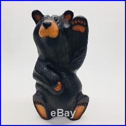 Vintage Big Sky Carvers Hand Carved Black Bear Waving Wood Sculpture 13 Tall