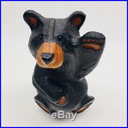 Vintage Big Sky Carvers Hand Carved Black Bear Waving Wood Sculpture 13 Tall
