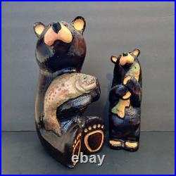 Vintage Big Sky Carvers Jeff Fleming 15 & 12 Wood Bear with Salmon Fish CHOICE