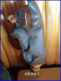 Vintage Big Sky Carvers Pine Wood Carved Peeker Shelf Edge Raccoon Sculpture