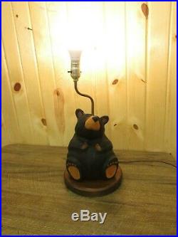 Vintage Big Sky Carvers Rosie Bear Table Lamp Solid Wood Bearfoots Cabin Decor