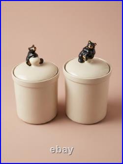 Vintage Ceramic Big Sky Carvers Barefoot Footprints 2 canisters 10.75T 1980's