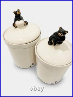 Vintage Ceramic Big Sky Carvers Barefoot Footprints 2 canisters 10.75T 1980's