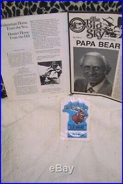 Vintage FRED BEAR SPORTS CLUB ELK AWARD + Big Sky Newsletter & article FS