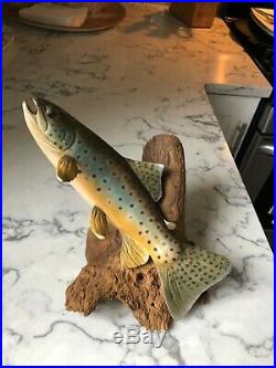 Vintage Fabulous wood carved trout big sky