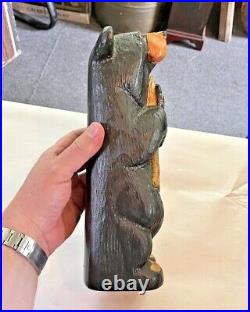 Vintage Hand-Carved Wood Big Sky Carvers Jeff Fleming Bear Figure, 12