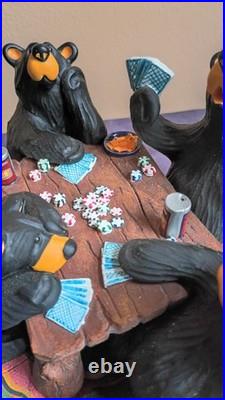 Vintage, Limited Edition BEARFOOTS Sculpture. Card Sharks NIB