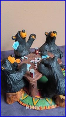 Vintage, Limited Edition BEARFOOTS Sculpture. Card Sharks NIB