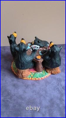 Vintage, Limited Edition BEARFOOTS Sculpture. Card Sharks NIB