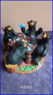 Vintage, Limited Edition BEARFOOTS Sculpture. Card Sharks NIB
