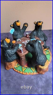 Vintage, Limited Edition BEARFOOTS Sculpture. Card Sharks NIB