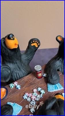 Vintage, Limited Edition BEARFOOTS Sculpture. Card Sharks NIB