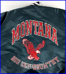 Vintage Montana Big Sky Country Chalk Line Satin Jacket Blue Bear Size XL