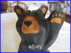 Vintage Original Jeff Fleming Solid Pine Wood Carving Mikey 12 H Certificate