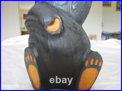 Vintage Original Jeff Fleming Solid Pine Wood Carving Mikey 12 H Certificate