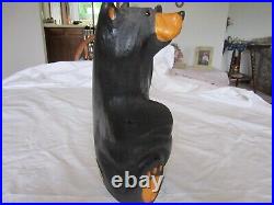 Vintage Original Jeff Fleming Solid Pine Wood Carving Mikey 12 H Certificate