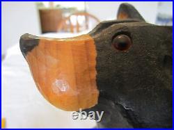 Vintage Original Jeff Fleming Solid Pine Wood Carving Mikey 12 H Certificate
