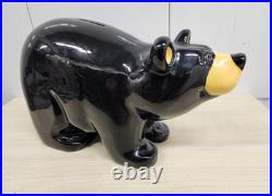 Vintage RARE Big Sky Bears Jeff Fleming Coin Bank Bear 12 in. Black Ceramic
