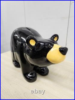 Vintage RARE Big Sky Bears Jeff Fleming Coin Bank Bear 12 in. Black Ceramic