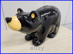 Vintage RARE Big Sky Bears Jeff Fleming Coin Bank Bear 12 in. Black Ceramic
