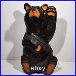 Vintage Rare BSC Big Sky Carvers Black Bear Waving 12 Wood Carving Art