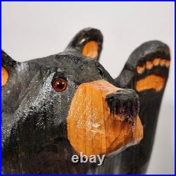 Vintage Rare BSC Big Sky Carvers Black Bear Waving 12 Wood Carving Art